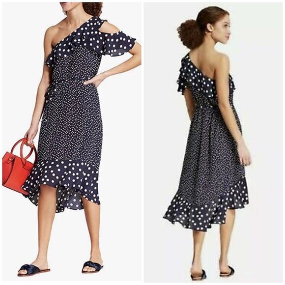 A NEW DAY Women's Polka Dot One Shoulder Midi Dress SZ L - Picture 1 of 13